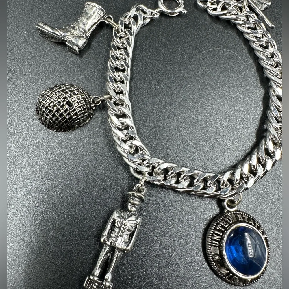 United States Air Force Charm Bracelet Boot Eagle Jet Soldier Helmet Helicopter